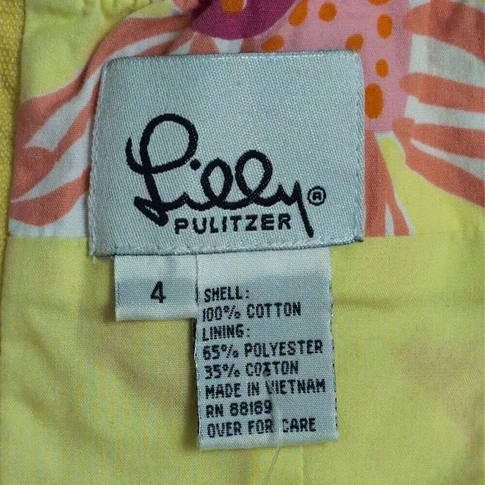 Lilly Pulitzer Pink Yellow Floral Halter Dress Backless V Neck Size 4 - Picture 6 of 8